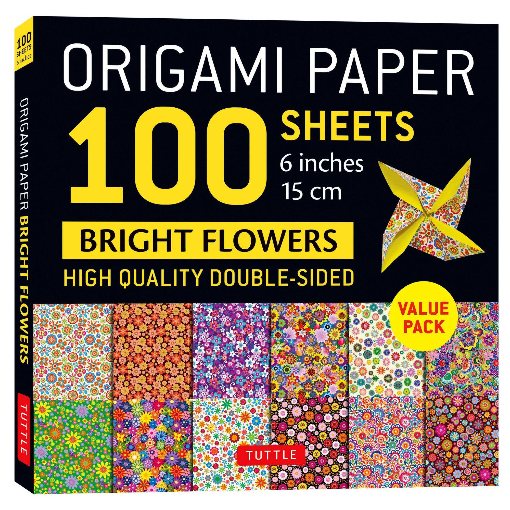 100 Sheets Bright Flowers Origami Paper